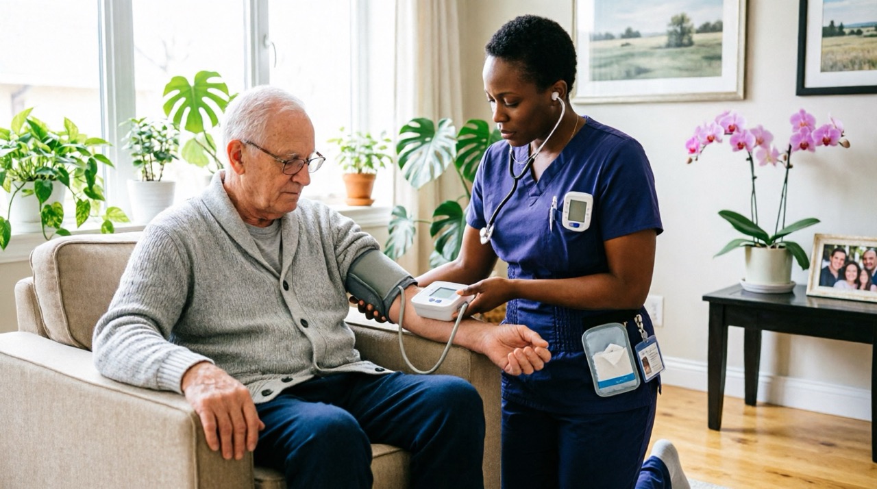 Friendly healthcare professional with patient